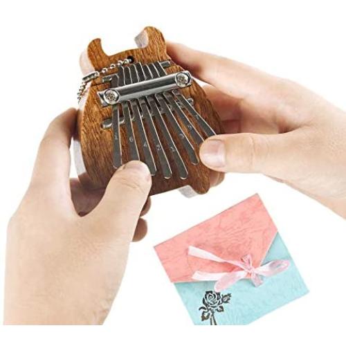 8 Keys Mini Kalimba Instrument Finger Thumb Piano Marimba Pendant Ornament Decoration with Exquisite Case Hand Size Good Gift For Kids or Kalimba Fans