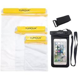 YUMQUA Clear Waterproof Bags, Water Tight Cases Pouch Dry Bags for Camera Mobile Phone Maps Pouch Kayak Military Boating Document Holder - 4 Piece Set