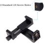MARRRCH Tripod Phone Mount Holder Head Standard,Tripod Mount Adapter Rotatable Bracket with 1/4 Inch Screw/Adjustable Clip for iPhone, Android Cell Phone, Selfie Stick, Camera Stand (Black)