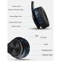 Wireless Headset with Mic, Foldable Bluetooth Headphone with 3.5mm Audio Jack, Built-in Noise Cancelling Microphone, Support for Plug-in Card, for PC, Phone(Black+Blue)