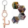 Baswlth No Touch Door Opener Tool,Touch Free Safe Door Opening Keychain Tool,Stylus Multi-function Key Tool for Handle,Touchscreens,Keypad,Button and Bottle Opener(Rose Gold)