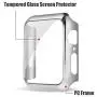 Alinsea [2 Pack] Screen Protector for Apple Watch 40mm Tempered Glass [Full Coverage] Bumper Hard Case [with Screen Protector Built-in] Overall Protective Cover for iwatch 40mm Series 4/5-Silver