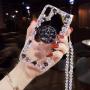 Case for iPhone Xs Cute,Aulzaju iPhone X 5.8 Inch Clear Crystal Rhinestone Case with Ring Stand iPhone Xs Luxury Bling Diamond Fashion TPU Cover with Lanyard for Girl Women-Gray