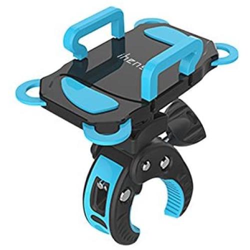 ihens5 Bike Mount, Bike Phone Mount Motorcycle Baby Carriage Bicycle Cell Phone Holder Cradle with Rubber Strap 360 Degree Rotate for iPhone X,8,7 6s Plus 5s 5SE,Galaxy (Blue)