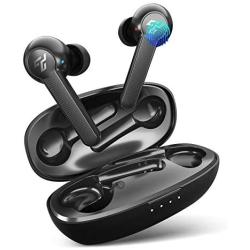 Wireless Earbuds Bluetooth 5.0 with Charging Case, Wireless Earphones with Mic Enhanced Bass, Long Playtime, IPX7 Waterproof, Smart Touch Control, HD Stereo Sport Headset for Work/Running/Travel Black