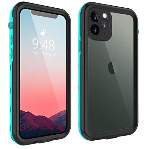 iPhone 11 Pro Max Case, 11 Pro Max Waterproof Case Ultra Slim Fit with Built-in Screen Protector 360° Full Body Clear Case Cover for Girls Silicone Bumper for iPhone 11 Pro Max 6.5 (Teal&Clear)