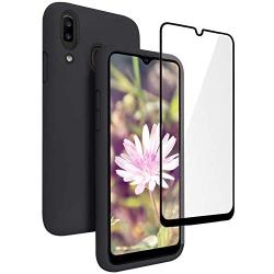Vinve Samsung Galaxy A20 Case, Galaxy A30 Case, with Tempered Glass Screen Protector [2 Pack], Liquid Silicone Slim Fit Drop Protection Case for Galaxy A20 (Black)