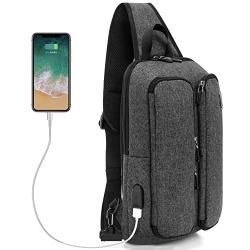 Sling Bag for Men Chest Bag for Teens Single Shoulder Bag Casual Daypack Crossbody Bag PU Sling Backpack Sport Daypack