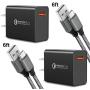 Quick Charge 3.0,USB Type-C Cable with Adaptive Fast Wall Charger Compatible for Samsung Galaxy S8 S8 Plus S9 S9 Plus,LG G6 G5 V30 V20, Google Pixel 2 Nexus 5X 6p …