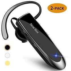 [2 Pack] Bluetooth Earpiece Wireless Handsfree Headset New Bee V5.0 24 Hrs Driving Headset 60 Days Standby Time with Noise Cancelling Mic Headset Case for iPhone Android Samsung Laptop Truck Driver