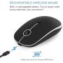 Rechargeable Wireless Mouse, Jelly Comb 2.4G Slim Optical Mice - Less Noise, 3 Adjustable DPI, Portable Mobile Wireless Mouse for Notebook, PC, Laptop, Computer, MacBook (Black and Silver)