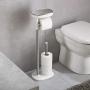 Joseph Joseph 70518 EasyStore Butler Toilet Paper Holder Stand and Spare Roll Storage with Shelf and Drawer, Stainless Steel