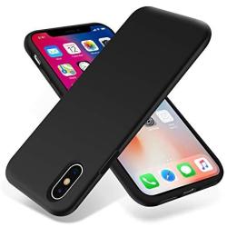 OTOFLY for iPhone X Case, [Silky and Soft Touch Series] Premium Soft Silicone Rubber Full-Body Protective Bumper Case Compatible with Apple iPhone X(ONLY) - Black