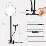 LIERONT 6 inch Selfie Ring Light with Phone Holder Stand, Desk Ring Light for Table Makeup, Live Stream & YouTube Video, 3 Light Modes 10-Level Brightness 360° Rotating for iPhone, Android Phones