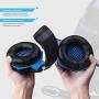 Homgrace Stereo Bass Surround Gaming Headset, Over Ear Gaming Headphones with Mic, Noise Reduction, LED Lights and Volume Control for Laptop, PC, Mac, iPad, Smartphones Blue (Renewed)
