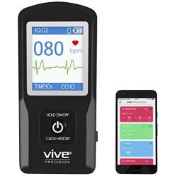 Vive Precision EKG Monitor (App Included) - Portable Pocket ECG Device - Heart Rate Tracking Sensor Detects Irregular Cardiac Rhythm - Wireless Electrocardiogram Test Made Easy - Smartphone Compatible