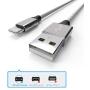 iPhone Charger WZK MFi Certified 5Pack 6FT Charger Cable Nylon Braided Extra Long High Speed Data Sync Transfer Lightning Cable Compatible iPhone 11/Pro/Xs Max/X/8/7/Plus/6S/6/SE2/5S and More - Sliver