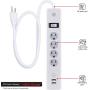 GE Surge Protector, 4 Outlet, 2 USB Charging Ports, 3 Ft Long Extension Cord, 1A USB Charging,, 450 Joules, White, 14090