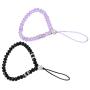 zdyCGTime Cell Phone Lanyard Strap Bling Crystal Beads Hand Wrist Lanyard Strap String for Cell Phone Camera Purse MP3 MP4 iPod PSP Keychain (2 Packs)(17cmBlack&Purple)