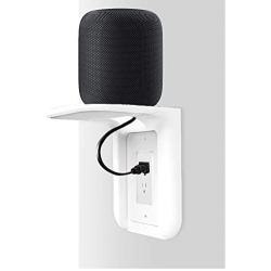 WALI Wall Outlet Shelf Standard Vertical Duplex Décor Outlet with Cable Channel Charging for Cell Phone, Dot 1st and 2nd 3rd Gen, Google Home, Speaker up to 10 lbs (OLS001-W), White, 1 Pack,