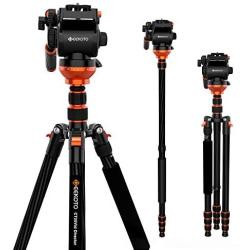 Video Tripod, Geekoto Camera Tripod with Fluid Head, Lightweight Carbon Fiber Tripod 79 inches for Nikon Canon Sony DSLR Camera Camcorder, Max Loading 17 LB