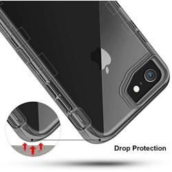 iPhone 8 Case, iPhone SE Case, Anuck 3 in 1 Heavy Duty Defender Shockproof Full-Body Clear Protective Case Hard Plastic Shell & Soft TPU Bumper Cover for Apple iPhone 7/8/SE 4.7 inch - Clear Black