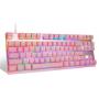 MOTOSPEED Professional Gaming Mechanical Keyboard RGB Rainbow Backlit 87 Keys Illuminated Computer USB Gaming Keyboard for Mac & PC Pink