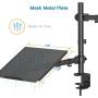 Laptop Monitor Mount Stand with Keyboard Tray, Adjustable Notebook Desk Mount with Clamp and Grommet Mounting Base for 13 to 27 Inch LCD Computer Screens Up to 22lbs, Notebook up to 15.6”, Black
