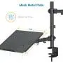 Laptop Monitor Mount Stand with Keyboard Tray, Adjustable Notebook Desk Mount with Clamp and Grommet Mounting Base for 13 to 27 Inch LCD Computer Screens Up to 22lbs, Notebook up to 15.6”, Black