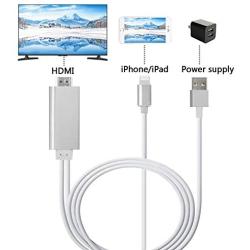 ZFKJERS Phone to HDMI Cable, Mirroring Phone Screen to TV/Projector/Monitor Adapter Cable, 1080P Digital AV Adapter, Compatible with iOS Devices (Silver)