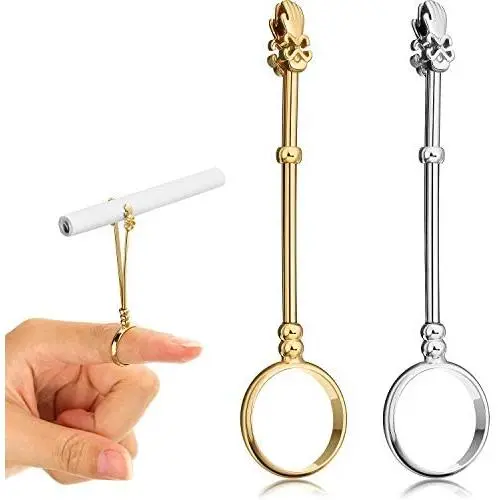 2 Pieces Holder Ring, Finger Holder Ring, Elegant Holder Ring, Lady Smoker Holder Ring, Smoke Holder for Women and Men (0.67 Inch, Gold and Silver) 2 Pieces Holder Ring, Finger Holder Ring, Elegant Holder Ring, Lady Smoker Holder Ring, Smoke Holder for Women and Men (0.67 Inch, Gold and Silver)