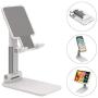 Cell Phone Stand Phone Holder, Adjustable Angle Height Phone Stand for Desk&Foldable Portable Aluminum Desktop Phone Stand, Universal Tablet Holder Compatible with iPhone Cell Phone Tablet (White)