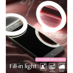 Rechargeable Selfie Camera Ring Light - Portable Clip-on Phone Selfie Fill Light with 36 LED for iPhone/iPad Laptop Android Smartphone Photography, Video, Girl Makes up (Pink)