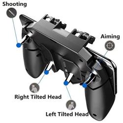 Mobile Game Controller for Pubg/Fotnite, [Upgrade 6 Finger Operation] Mobile Controller with 4 Triggers, L1R1 L2R2 Grip Gamepad Joystick Remote for 4.7-6.5" Android iOS Phone