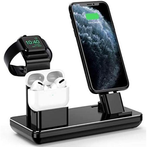 YoFeW 3 in 1 Charging Station for Apple Watch,iPhone and Airpods, Charger Stand Compatible with iwatch Series 5/4/3/2, iPhone 11 Pro Max/Xs/X Max/XR/X/8/8Plus/7/7 Plus, Airpods pro(Upgraded)