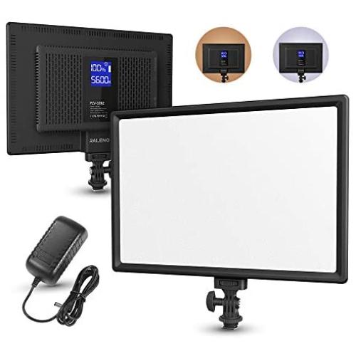 RALENO LED Video Soft Light Panel with LCD Display, for All Camera DSLR Photography, Built-in Battery, Dimmable Brightness Bicolor 3200K-5600K CRI 95+, Ultra-Thin for YouTube Studio Portraits Photo