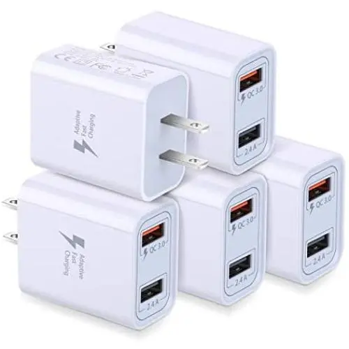 Wall Charger with USB Ports, Costyle 5 Pack 30W 2 Ports Fast Charge QC 3.0 & 5V 2.4A Adaptive Fast Charging Block Compatible for Samsung Galaxy S9 S8, iPhone Xs 8 7 Plus, Wireless Charger (White) Wall Charger with USB Ports, Costyle 5 Pack 30W 2 Ports Fast Charge QC 3.0 & 5V 2.4A Adaptive Fast Charging Block Compatible for Samsung Galaxy S9 S8, iPhone Xs 8 7 Plus, Wireless Charger (White)