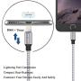 iPhone Charger,Maitron Lightning Cable 3PACK 6FT Nylon Braided USB Charging Cable High Speed Connector Data Sync Transfer Cord Compatible with iPhone Xs Max/X/8/7/Plus/6S/6/SE/5S iPad (Silver White)