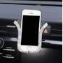 Universal Car Phone Holder Bling Rhinestone Crystal Phone Bracket for Car Air Vent Mount Clip, Stylish Sparkling Shiny Cell Phone Holder for iPhone/Samsung Car Holder (Silver)