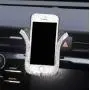 Universal Car Phone Holder Bling Rhinestone Crystal Phone Bracket for Car Air Vent Mount Clip, Stylish Sparkling Shiny Cell Phone Holder for iPhone/Samsung Car Holder (Silver)