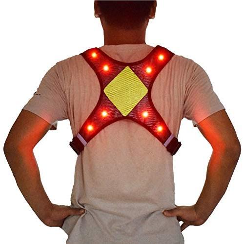 ANYTINUS LED Reflective Safety Vest USB Rechargeable Light Up Flashing Warning Vest Adjustable Waist 2 Pocket Running Gear for Men Women Kids Running Dog Walking Cycling, Marathon Runner Gifts