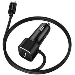 USB Type C Car Charger, Nekteck 27W USB-C Car Charger Adapter with Integrated Built-in Type-C 3.1 Cord and USB Port for Samsung Galaxy S10/S9/Note Series Pixel 3XL iPhone8 LG Nexus HTC and More