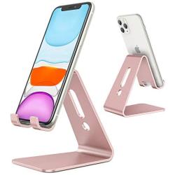 OMOTON Desktop Cell Phone Stand [Updated Solid Version], Advanced 4mm Thickness Aluminum Stand Holder for Switch, Mobile Phone, iPhone 11 Pro Xs Max Xr, Rose Gold