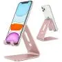 OMOTON Desktop Cell Phone Stand [Updated Solid Version], Advanced 4mm Thickness Aluminum Stand Holder for Switch, Mobile Phone, iPhone 11 Pro Xs Max Xr, Rose Gold
