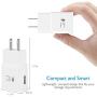 Adaptive Fast Charger Compatible with Samsung Galaxy s10/ s10+/s9/ s9 +/ s10e/ s8/ s8 Plus/Note 9/ Note 8/ Active, USB Wall Charger Adapter with USB C Cable, White