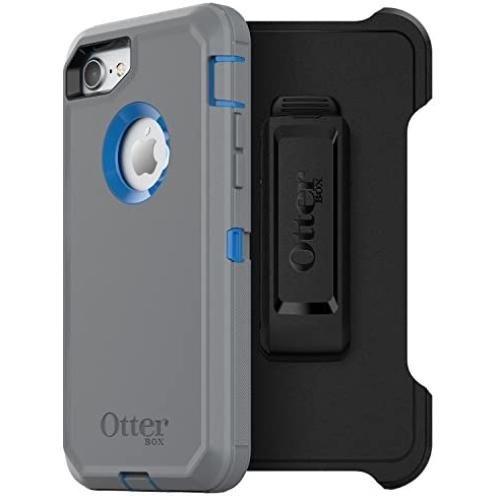 OtterBox DEFENDER SERIES Case for iPhone SE (2nd gen - 2020) and iPhone 8/7 (NOT PLUS) - Retail Packaging - MARATHONER (COWABUNGA BLUE/GUNMETAL GREY), Single