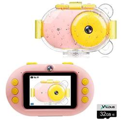 Kids Selfie Camera Waterproof WiFi Digital Camera Child Mini Camera 1080P with 32GB SD Card for 3-8 Years Old Boys Girls Birthday Gift Toy Camera (Pink)