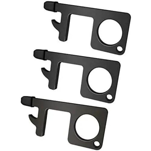 HUFEEOH No Touch Door Opener Keychain Multiple Tools, Black Hand EDC Door Opener Tools for Infected Surfaces, Touchscreens, Handles, Buttons and more… (3-pack) HUFEEOH No Touch Door Opener Keychain Multiple Tools, Black Hand EDC Door Opener Tools for Infected Surfaces, Touchscreens, Handles, Buttons and more… (3-pack)