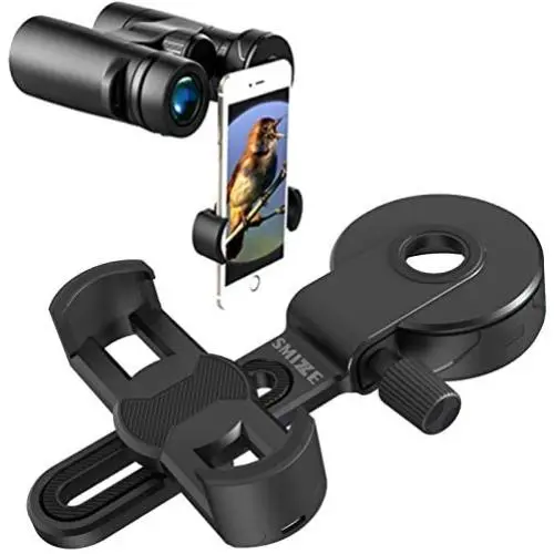 SMIZZE Universal Quick Aligned Smartphone Adapter - Cell Phone Mount - Compatible with Monocular Binocular Bird Spotting Rifle Scopes Digiscoping 38-43mm - Easy Snapshots SMIZZE Universal Quick Aligned Smartphone Adapter - Cell Phone Mount - Compatible with Monocular Binocular Bird Spotting Rifle Scopes Digiscoping 38-43mm - Easy Snapshots