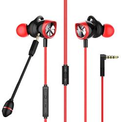 Earbuds with Microphone in Ear Gaming Earbuds Stereo HiFi Surround & Volume Control with 3.5mm Earphones for Laptop, Computer, PC, Cellphone, Nintendo Switch & PS4